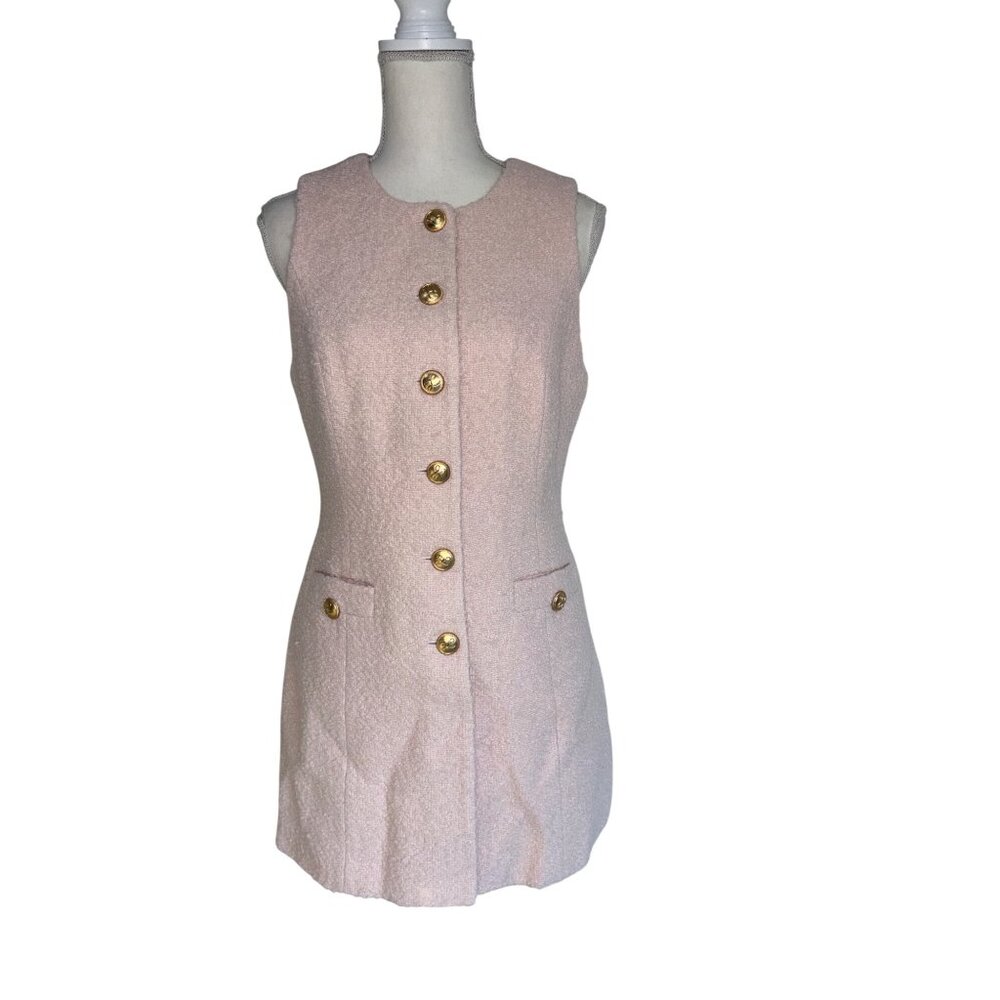 L'Academie by Marianna Dapheen Mini Dress in Light Pink Medium New Womens Tweed - Picture 5 of 11